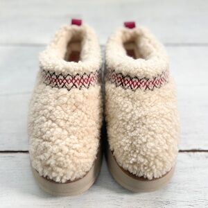 UGG Women's Platform Tazz Shearling Slippers Natural US 8 BRAID Ivory Red Fur